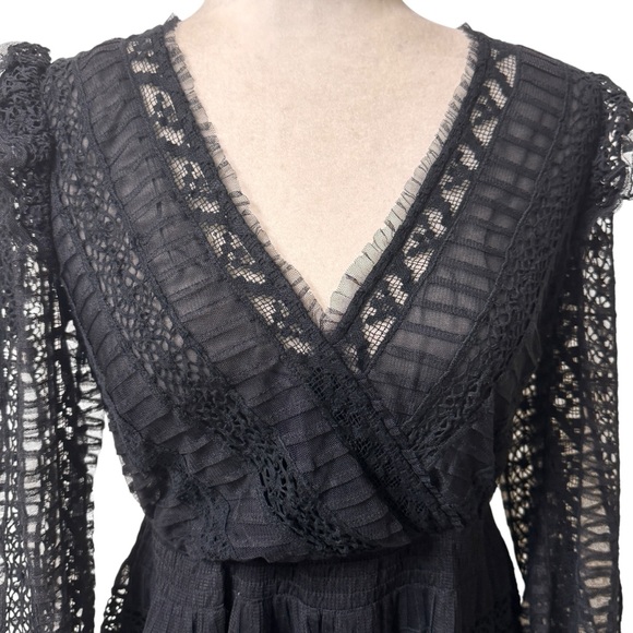 Love Shack Fancy Alonsa Lace whimsygoth, boho, fairy festival black LG  Dress - Picture 2 of 10